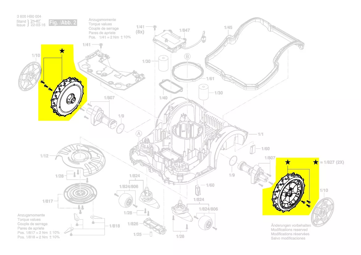 Roue arrière tondeuse Indego réf. 1 607 000 EC4 Bosch